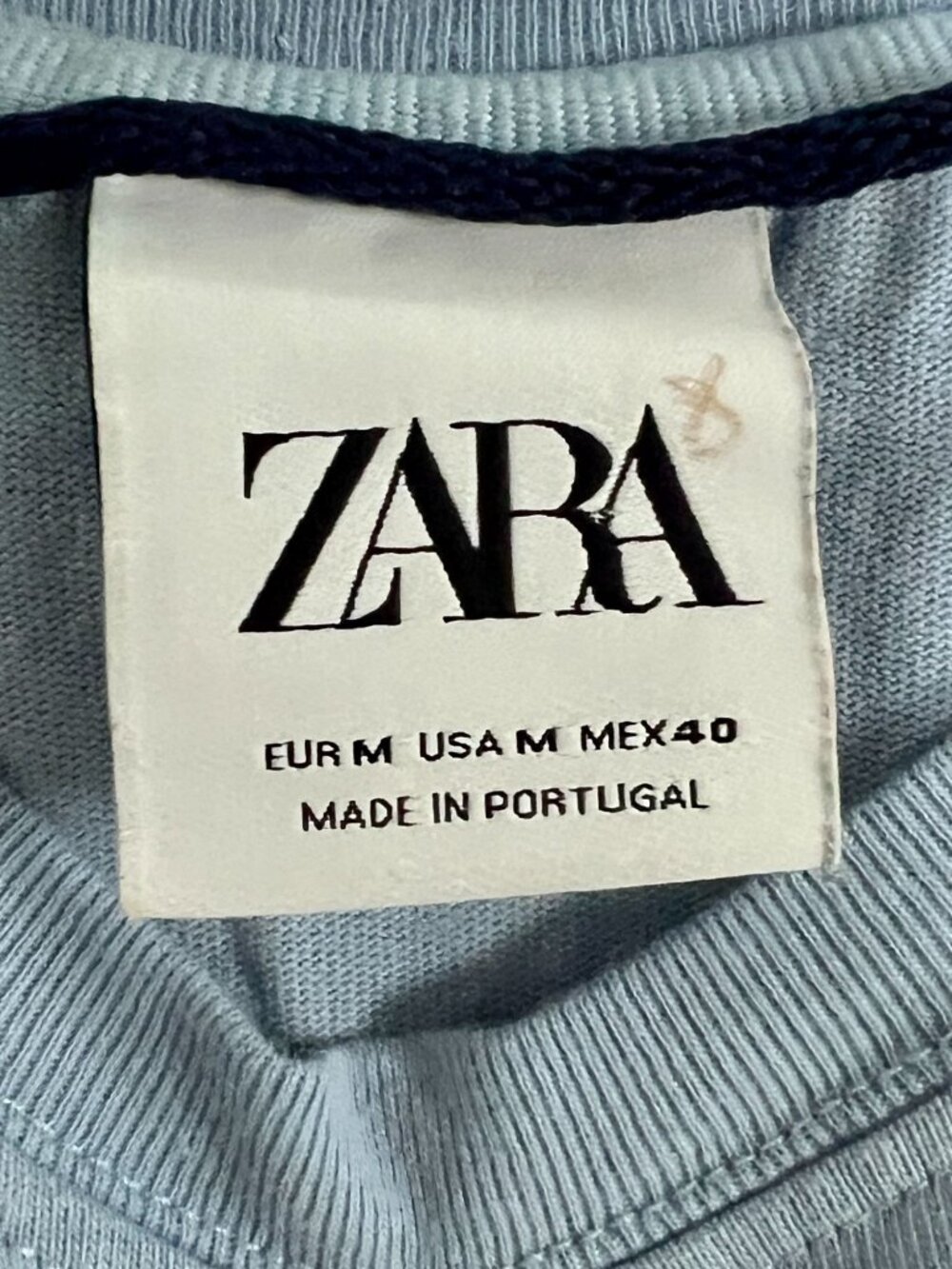 Zara Blue Tee Shirt Dominguero Mood Seagull Beach Chair Embroidery Size M - Picture 3 of 7